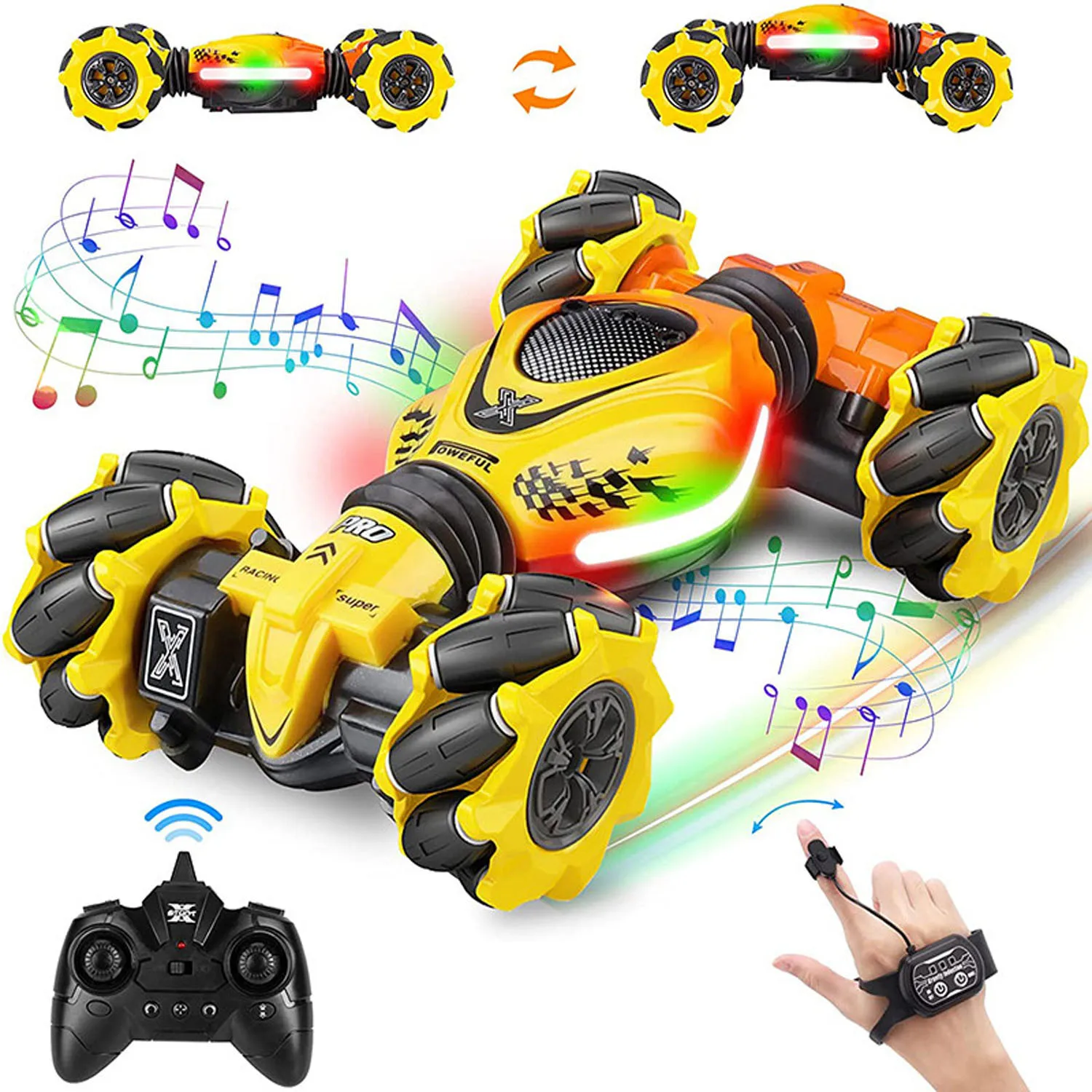Gesture Sensor RC Stunt Car 30mins Playing Time Double Sided Rotating Offroad Remote Control Car 4WD 2.4GHz Twisting Vehicle