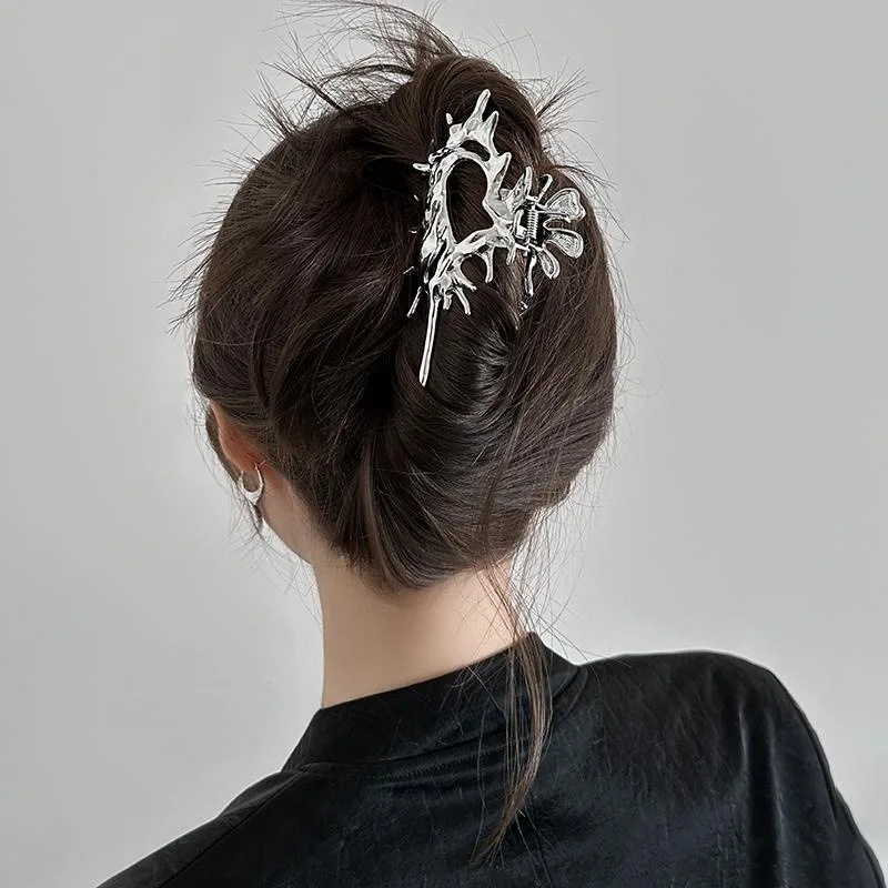Exquisite Metall große Klaue Clip neue Mode geometrische Haar Kralle Clip Haars pangen Krabben Kopf bedeckung für Frauen Mädchen Haarschmuck – Detail 5