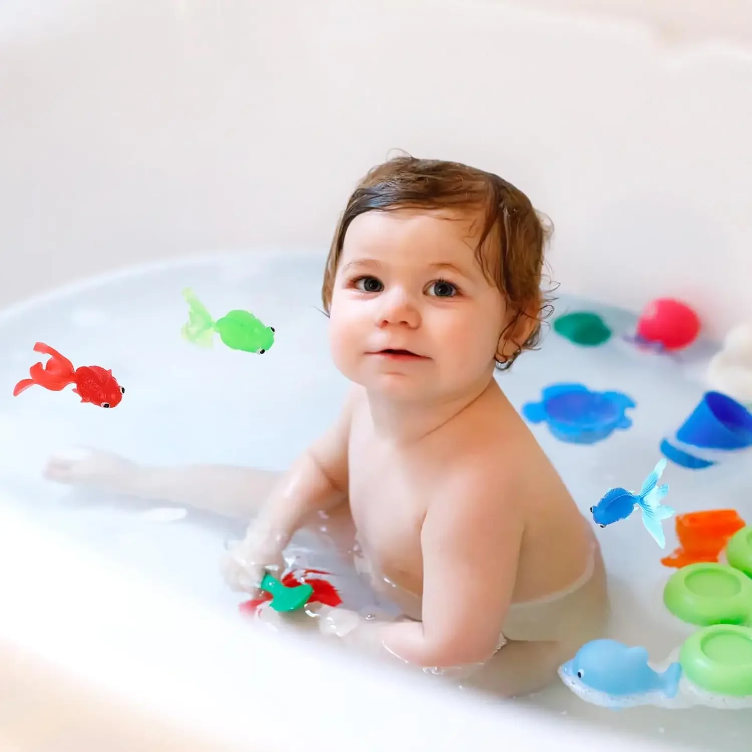 7pcs Fishing Bath Toy Set with Fishing Net Baby Bath Toys Water Toys Swimming Pool Games Gift for Kids Toddler Birthday Party 2