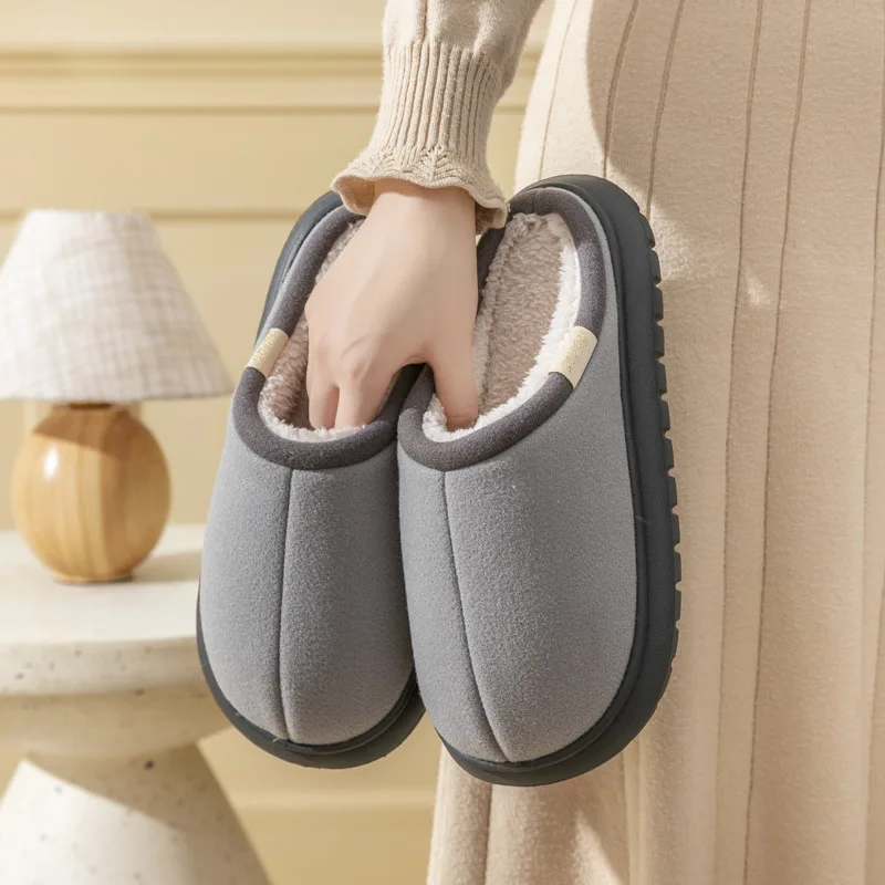2024 New Women And Men Furry Home Slippers Platform Warm Plush Female Indoor Cotton Slides Winter Spring Couple Bedroom Shoes
