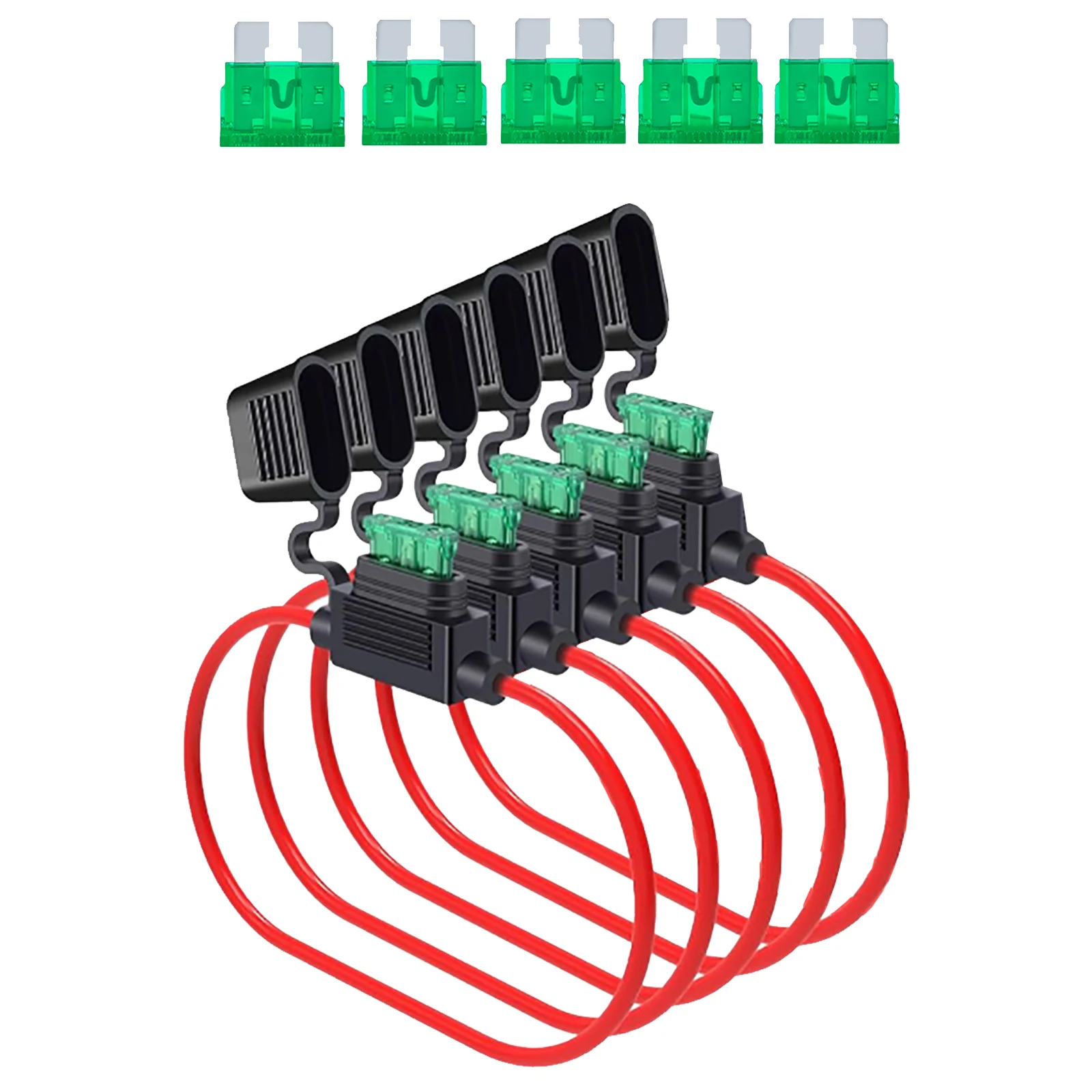 5 Pack Waterproof 12 Gauge Inline Fuse Holder 12V 30A with Blade Fuses ...