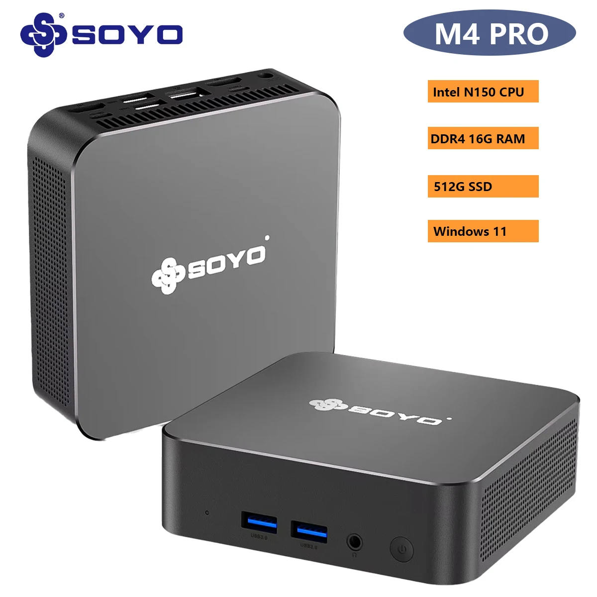 SOYO M4 Pro Mini PC Intel N150 Windows 11 Pro 16GB DDR4 512GB SSD