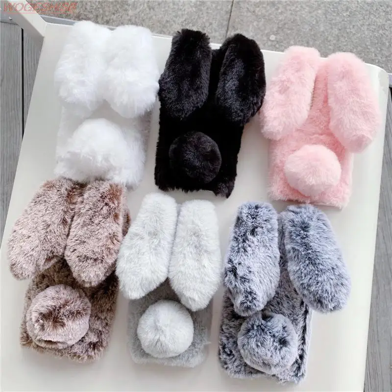 Luxurious Soft Plush Warm Winter Furry Rabbit Bunny Fur Phone Case Cover