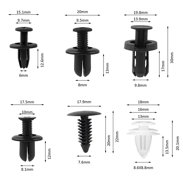 100PCS 6 Sizes Car Retainer Clips Set, Auto Door Trim Panel Clips