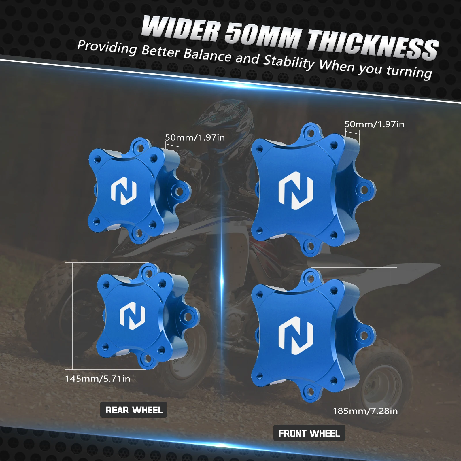 NICECNC Radnaben-Abstandshalter aus Billet-Aluminium CNC für Yamaha Raptor 700 YFZ450 YFZ450R YFZ450X Raptor 125 Raptor 250 Raptor 660R – Detail 2