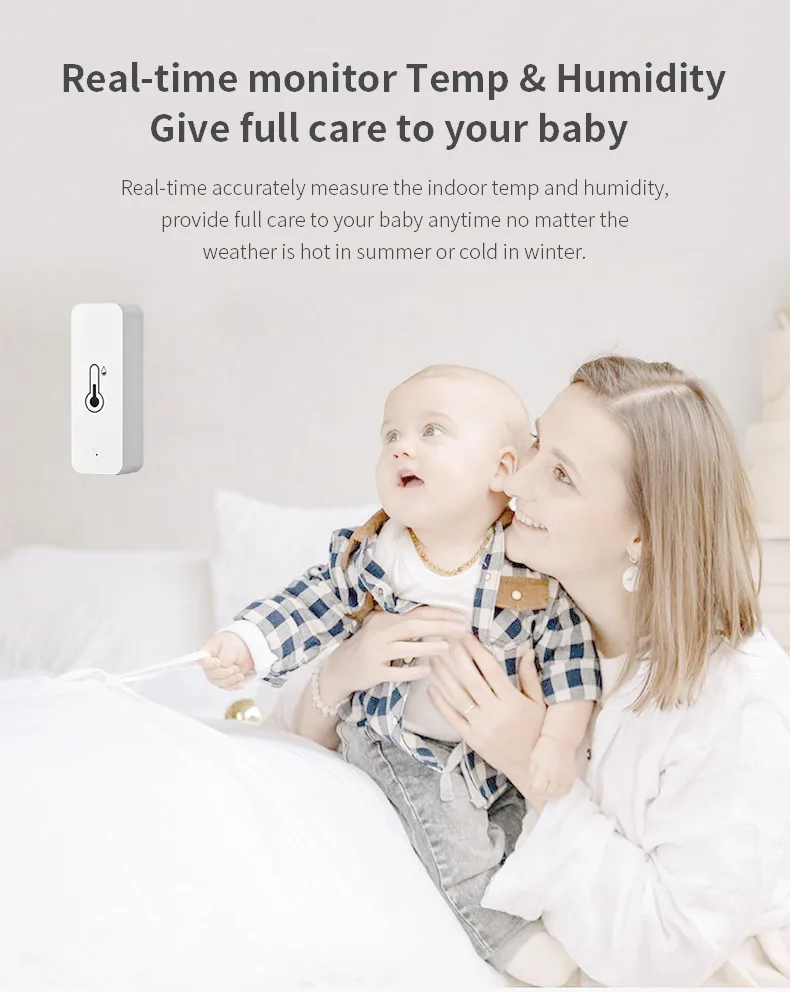 Sd32672aabe7f4511a4041f8d0a25f2ccM Tuya Smart Temperature And Humidity Sensor WiFi APP Remote Monitor For Smart Home Work With Alexa Google Real Time Monitoring