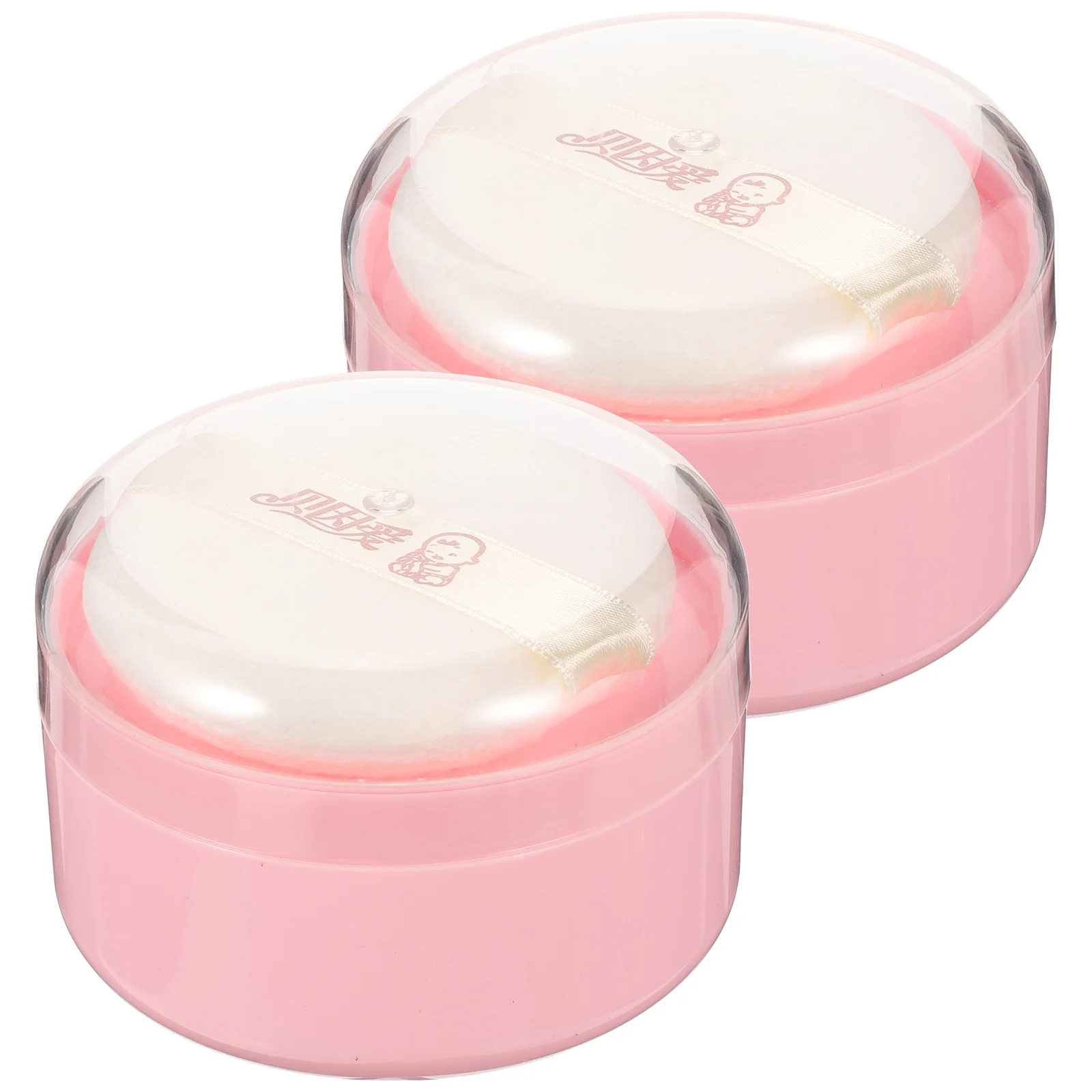 

2 Pcs Body Powder Puff Box Pressed Portable Puffs for Loose Synthetic Sponge Applicator and Container