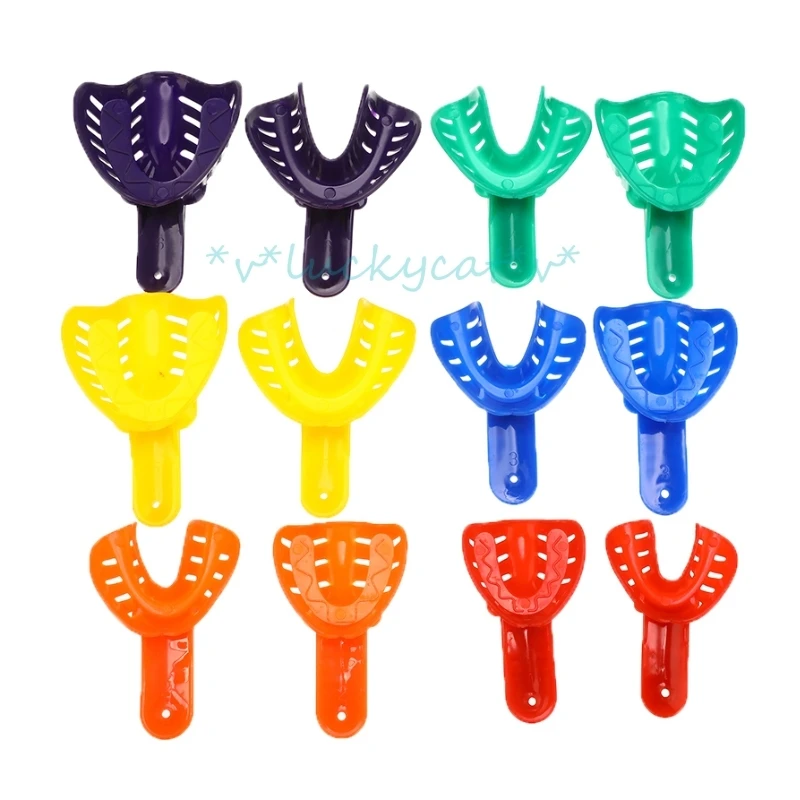 

12Pcs Professional mixColor Dental Impression Trays Plastic Teeth Holder Dental Central Supply For Adult Children Oral Care Tool