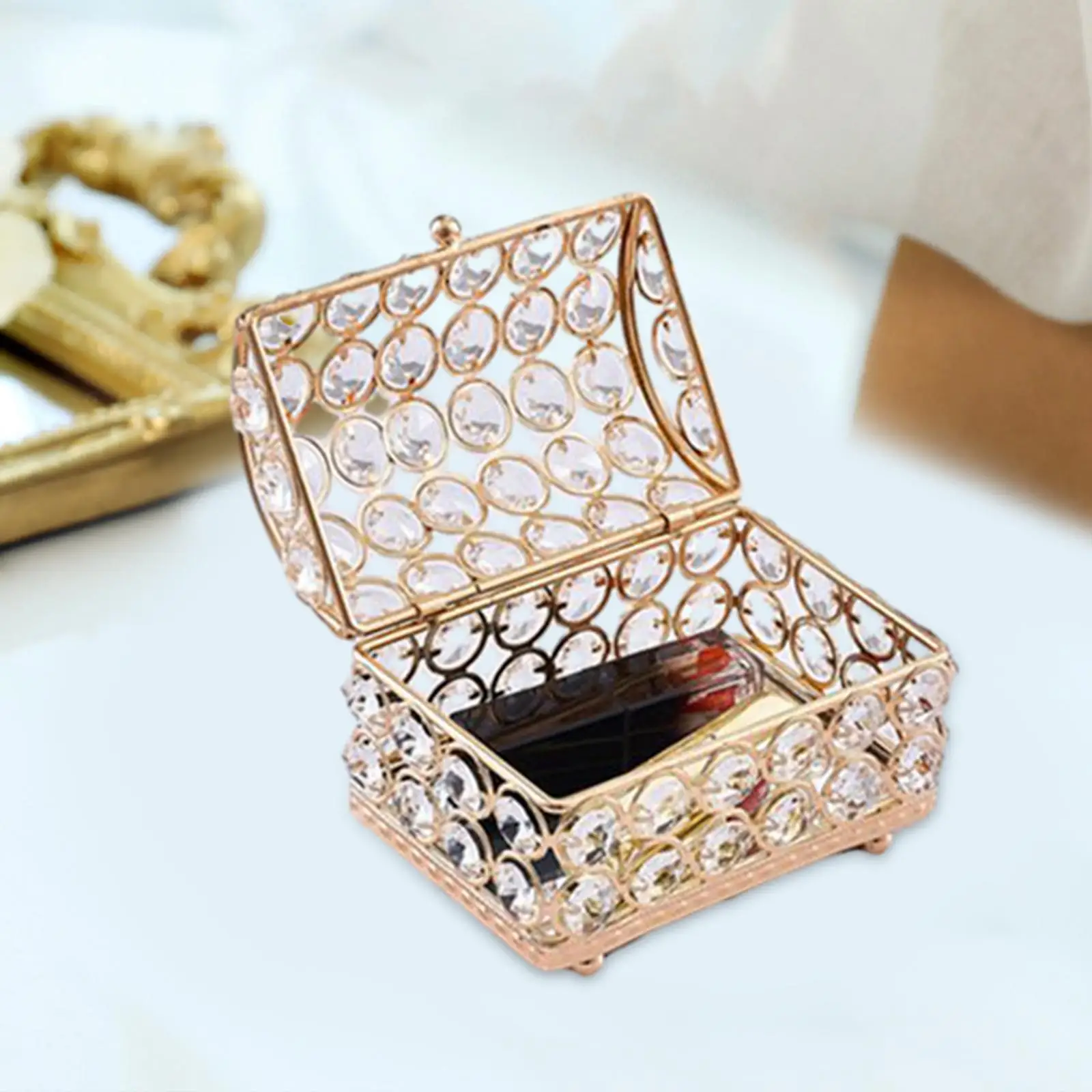 

Crystal Jewelry Box European Style Earrings Trinket Organizer Decorative Box