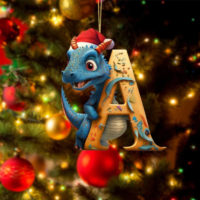 Christmas Tree Decorations Ornaments Dinosaur 26 Letter Cartoon Xmas  Hanging Decoration Ornament Winter Fancy Gifts Indoor Outdoor for Christmas  Tree