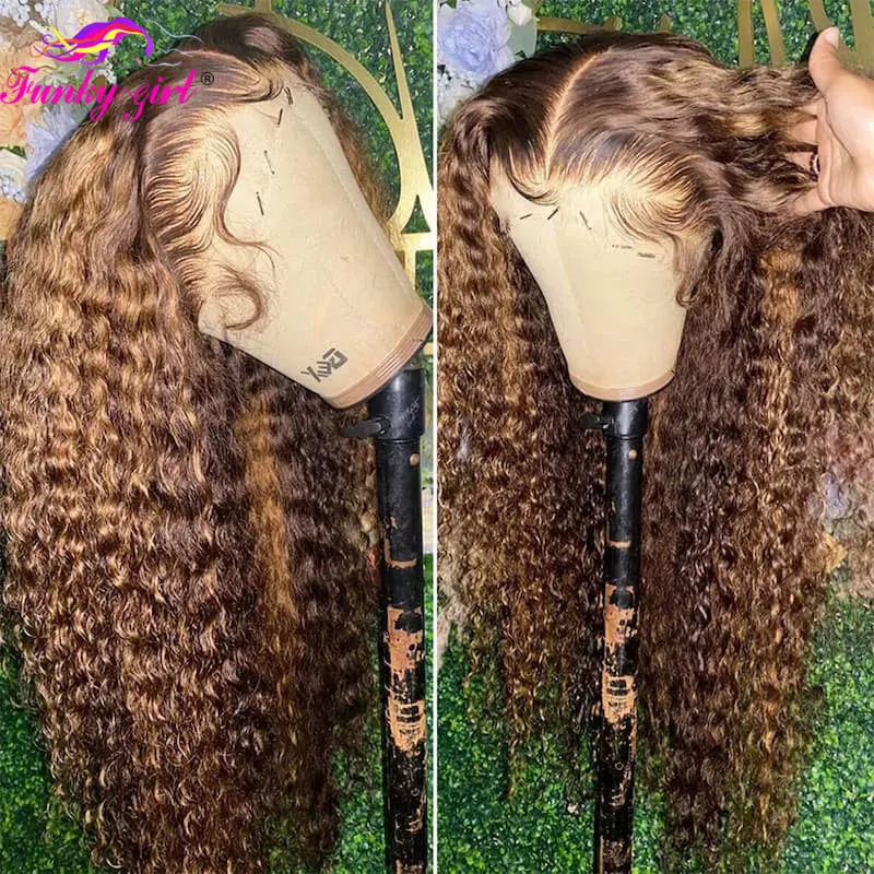 Highlight Color Water Wave Lace Front Wig Brazilian 100% Human Hair Lace Frontal Wigs Ombre Curly Human Hair Wig 3