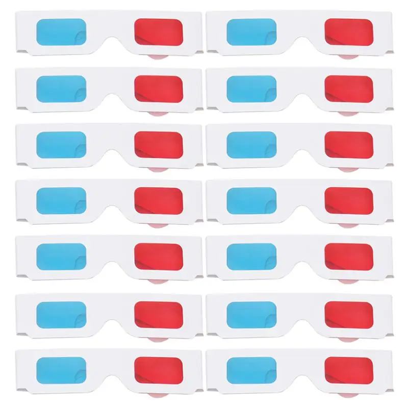 50pcs Universal Paper Anaglyph 3D Glasses Paper 3D Glasses View Anaglyph Red/Blue 3D Glass For Movie Video Card