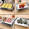 Stainless Steel Food Storage Tray Shallow Drain Trays Vegetable Fruit Dumpling Storage Plate Oil Filter Pan Kitchen Accessories 6