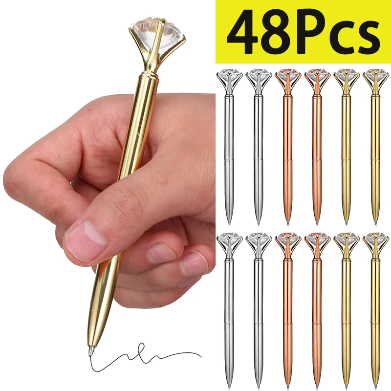 

48Pcs Pretty Diamond Pens Crystal Metal Ballpoint Pens with Black Ink Pens Beautiful Wedding Pens Wedding Signing Pen