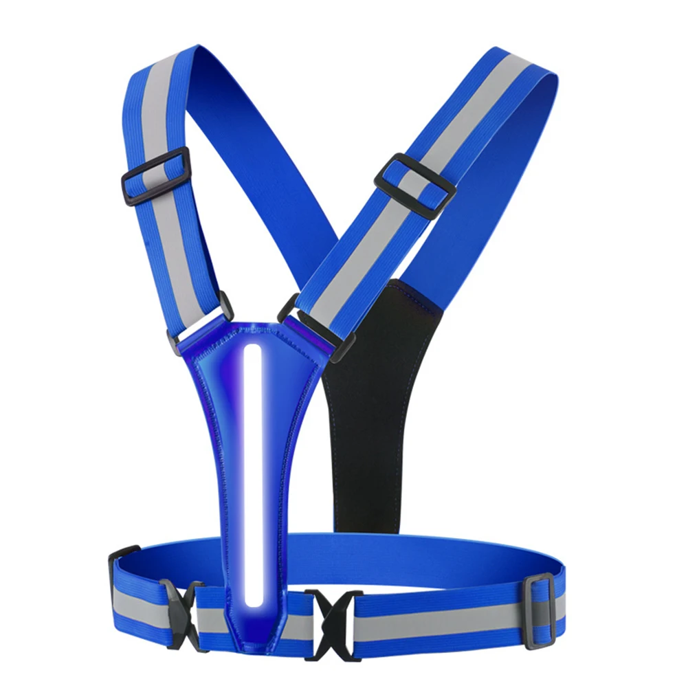 LED Running Cycling Safety Vest USB Rechargeable Reflective Glowing Reflector Straps High Visibility Warning Lights Elastic Band