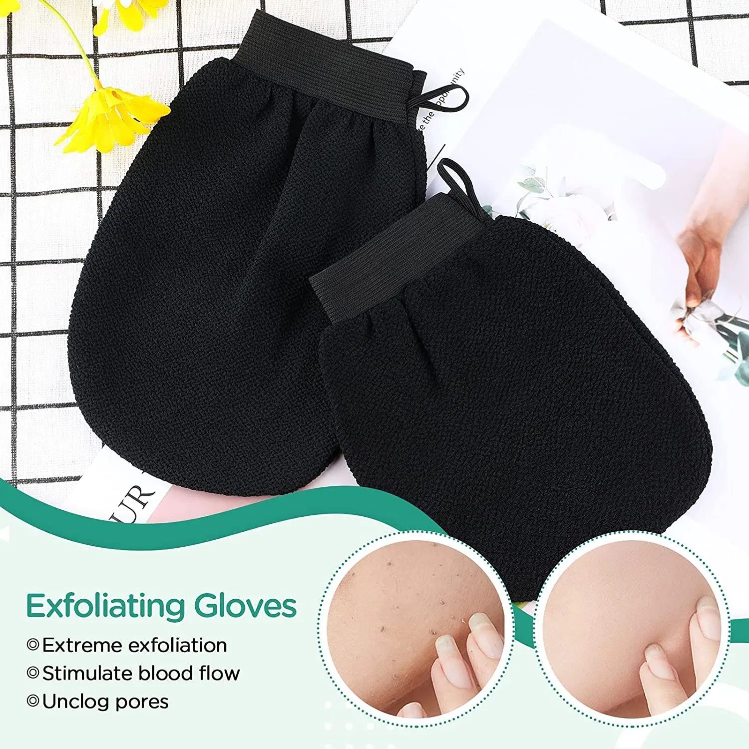 5Pc Hot Moroccan Hammam Exfoliating Mitt Kessa Scrub Glove Preparation Durable Shower Scrub Gloves Body Facial Tan Massage Mitt 5