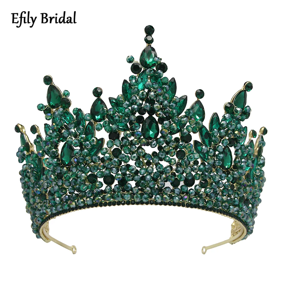 Efily Luxury Crystal Rhinestone Bridal Tiaras and Crowns Wedding Headband Hair Jewelry Accessories Bride Headwear Queen Diadem