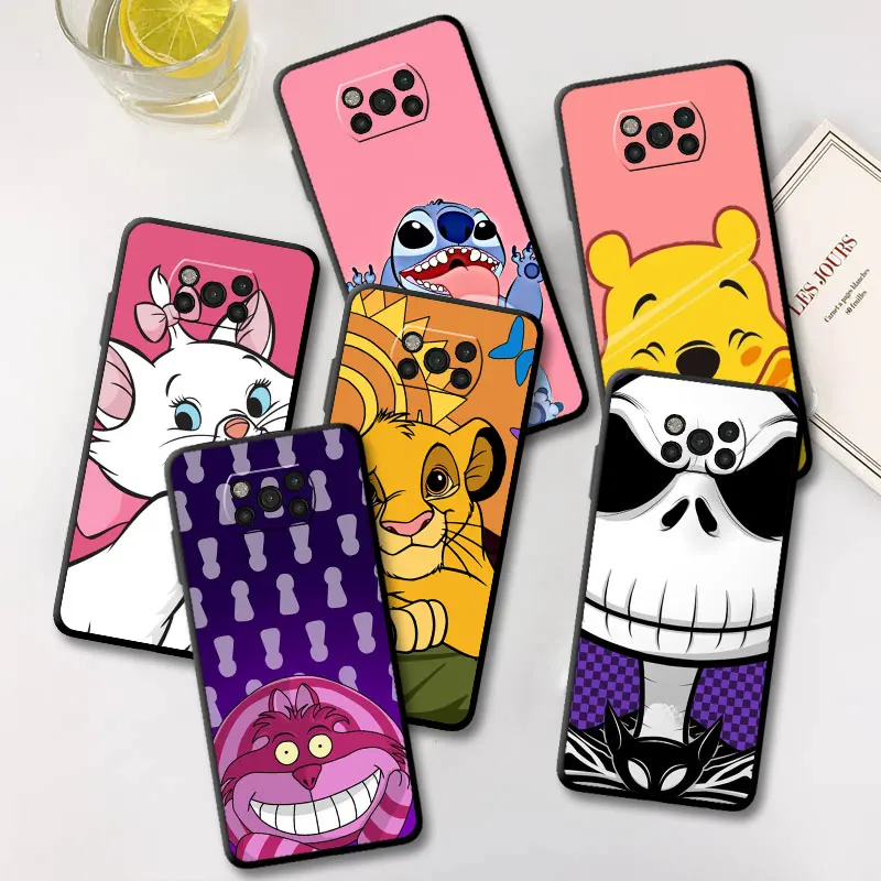Custodia Per Xiaomi Poco X3 Pro X4 Nfc F4 Gt F3 M5 M4 5G M3 11 Lite 11T 10T 9T Cover Posteriore In Silicone Nero Disney Lion Stitch