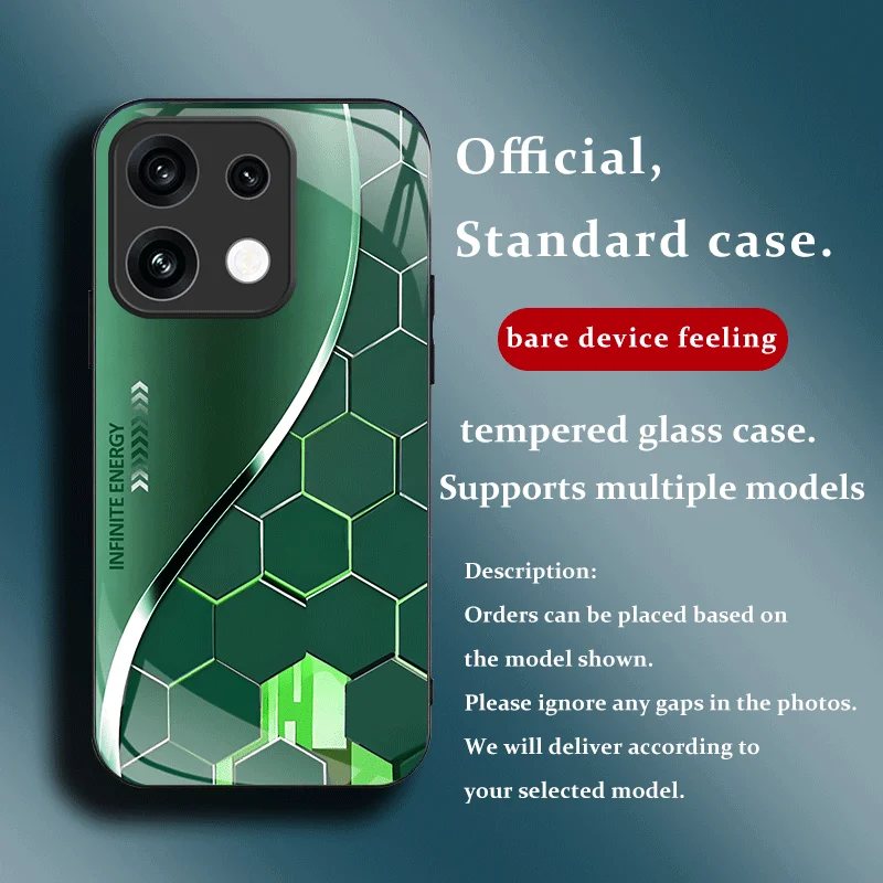 Gradient Color Pattern Tempered Glass Protective Case - Premium Back Shell s