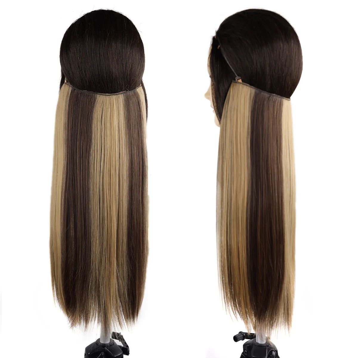 Beleza real fio invisível com grampos em extensões de cabelo peixe secreto linha hairpieces 100% extensões de cabelo humano brasileiro