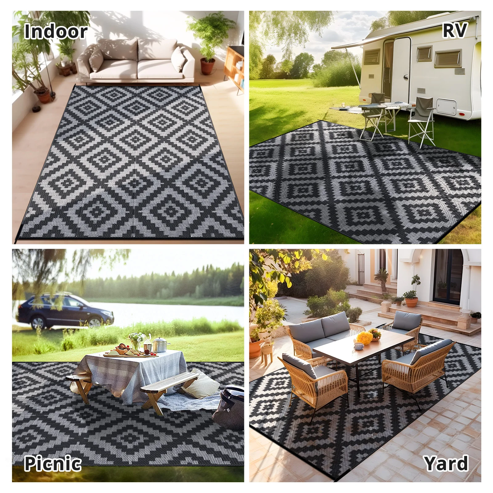 Waterproof Retro Geometry Floor Mat
