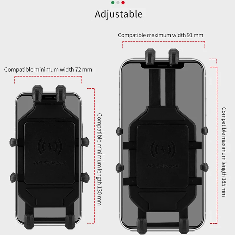 Universal Motorcycle and Bicycle Phone Holder with Fast Charging Wireless Charger