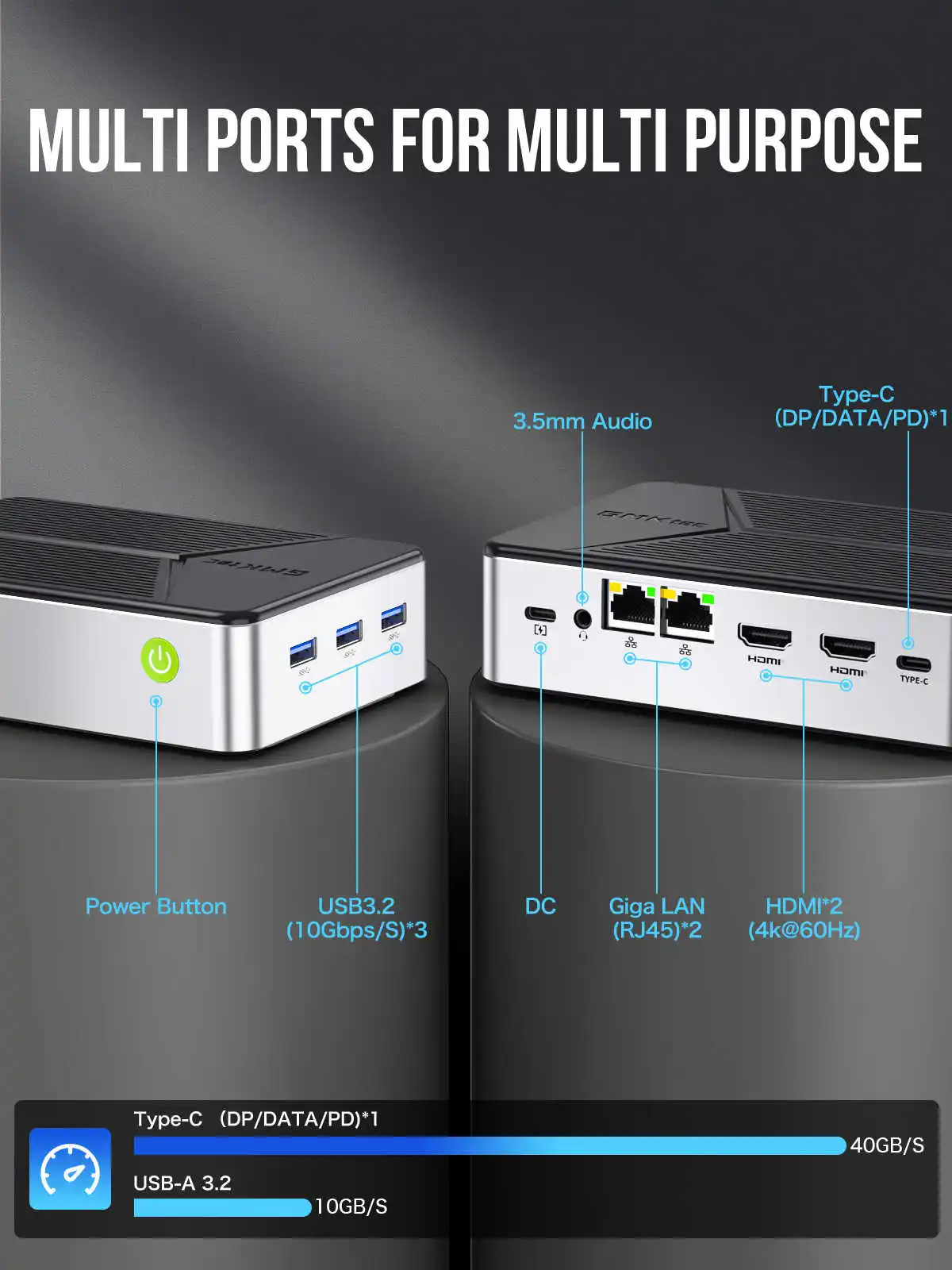 GMKtec G9 NAS Mini PC Intel N150 4-Bay M.2 NVMe Slots Firewall Computer 12G LPDDR5 64GB eMMC Ubuntu 2x2.5G Homelab Server WiFi6 5