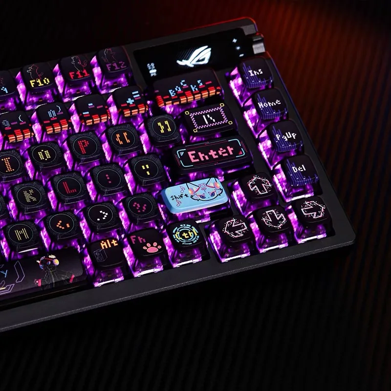 Cat Dance Hertz Keycaps Grupo Teclado Pbt Transparente Keycaps de Leite de Couro Duplo Sublimação Quente 130 Asa