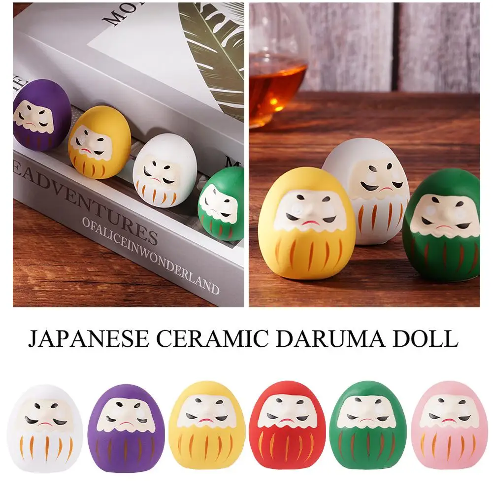 Mini Daruma Japanese Ceramic Daruma Crafts Fortune Dolls Miniature Daruma Doll Ornament For Home Table Car Interior Decorat