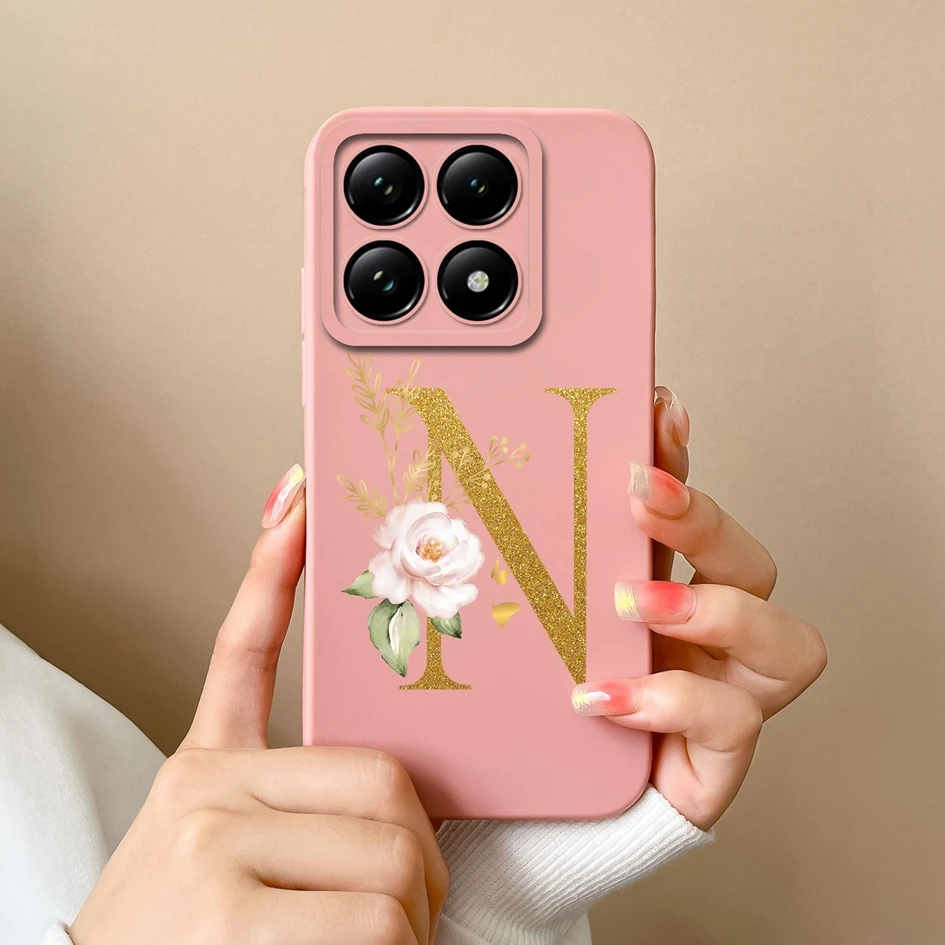 Liquid Soft Silicone Bumper - Pretty Flower Letter Design Anti-Drop Phone Case