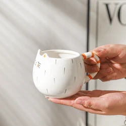 Charming Cat - Shaped Ceramic Mug for Tea, Coffee, and Milk (Orange)
