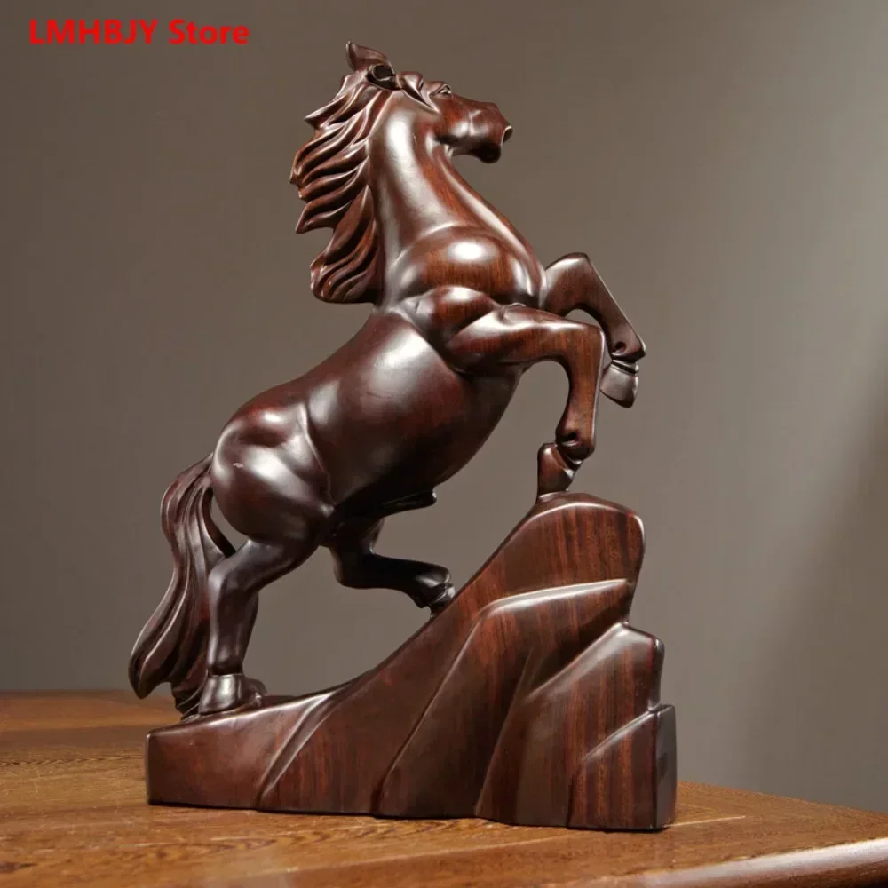 

Ebony Wood Carving Zodiac Horse Ornaments Solid Wood Horse Success Home Study Office Desktop Decoration Mahogany Handicrafts