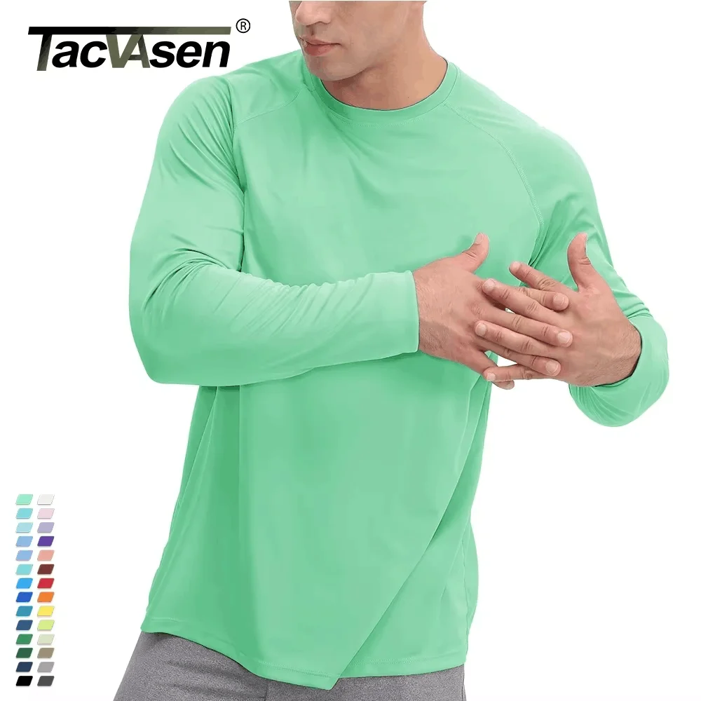 TACVASEN Sun Protection T-shirts Summer UPF 50+ Mens Long Sleeve Quick Dry Athlectic Sports Hiking Performance T-shirts Tee Tops