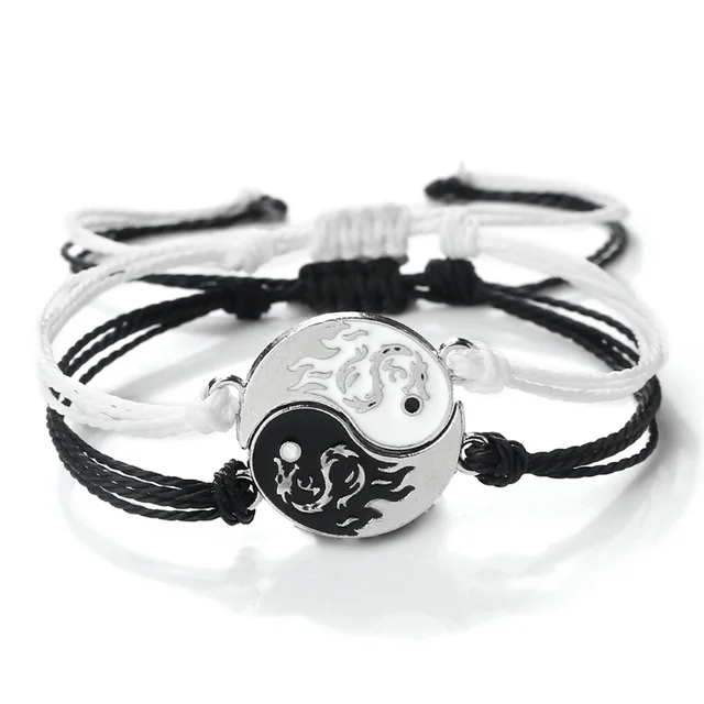 Bracelet tressé Dragon Tai Chi Gossip pour femmes et hommes, meilleurs amis, réglable, Yin Yang, bijoux de Couple à la mode, 2 pièces/ensemble