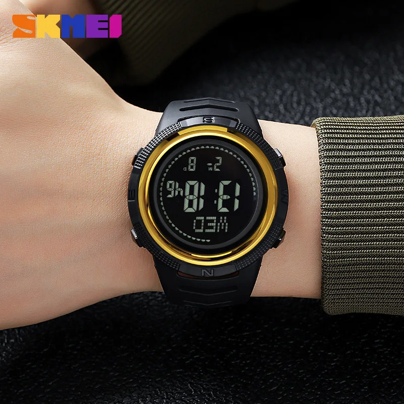SKMEI Watch Fashion Sport Man Watch Waterproof Digital Watch Compass Alarm Countdown Military Electronic LED Wristwatch For Men