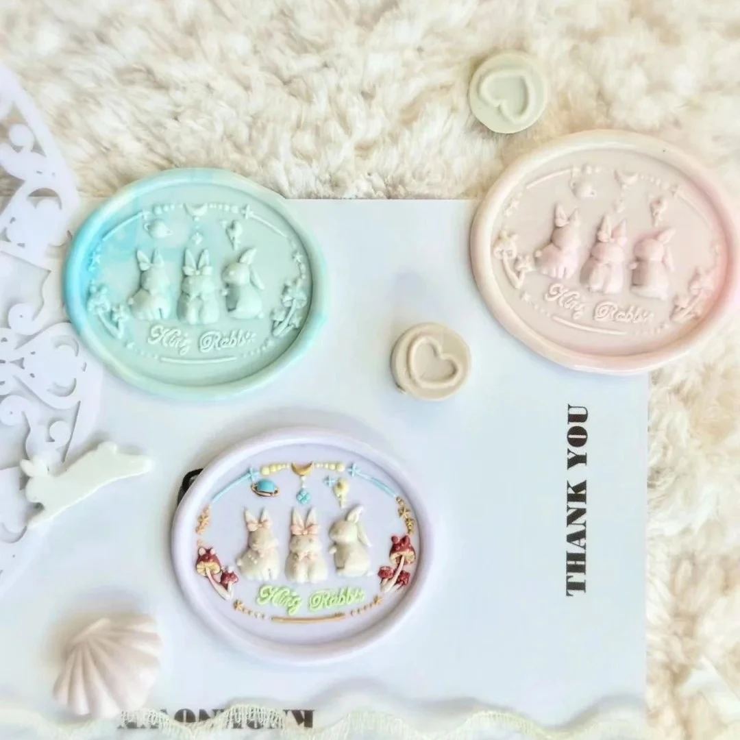 DIY 파이어 도장 토끼 왕국 토끼 쿠키 스탬프, 미세 조각 청동 도장 헤드, 특수 릴리프 황동 헤드, 튤립 오리 비 시계