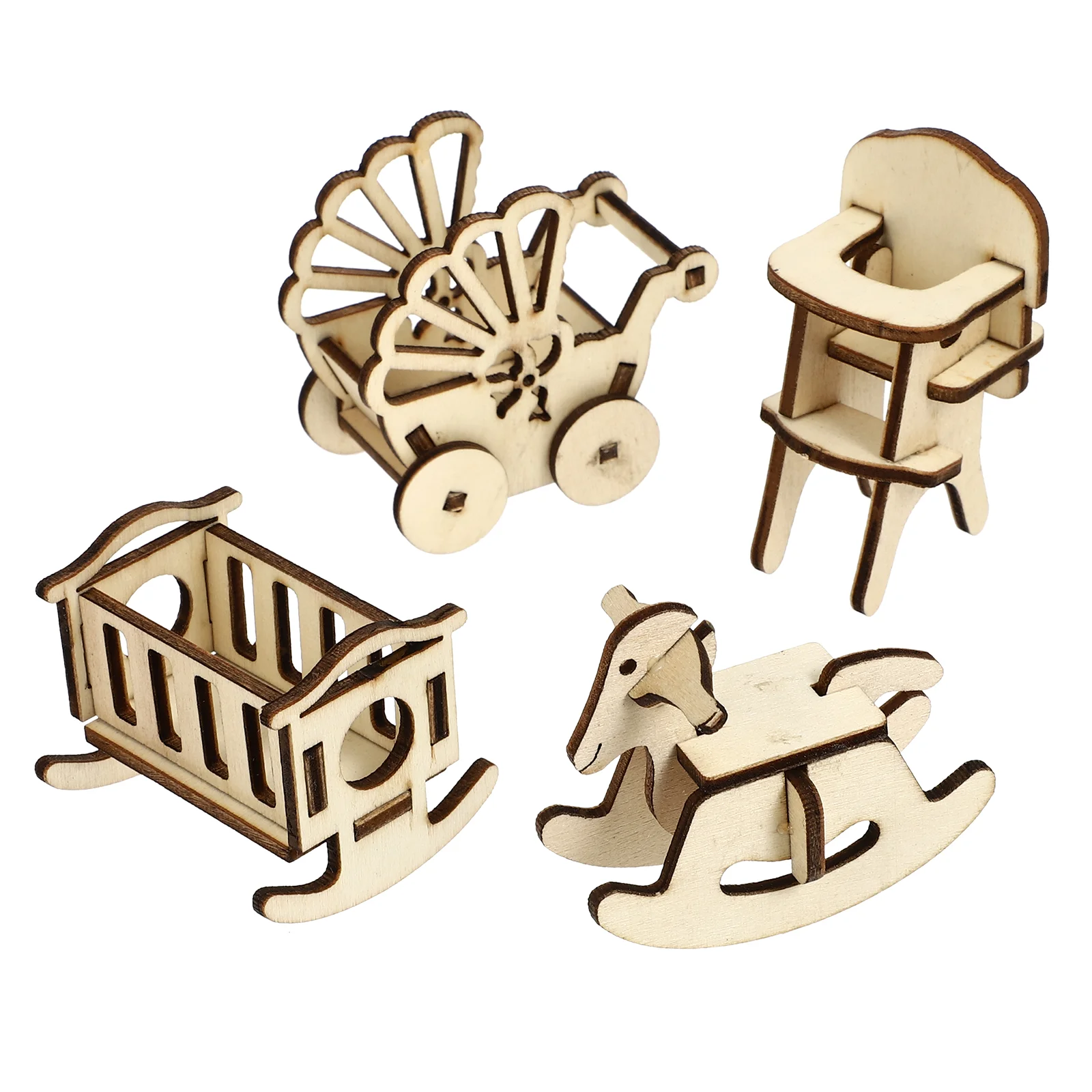 

1 Set Nursery Furniture Set Wooden Dollhouse Rocking Horse Chair Dollhouse Toys