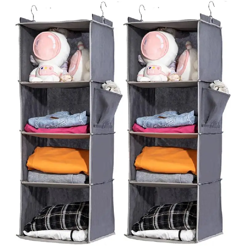 3/4/5/6Layers Hanging Wardrobe Organizer And Closet Storage Shelves For Wardrobe, Nursery, Baby Clothes Organization And Storage 3