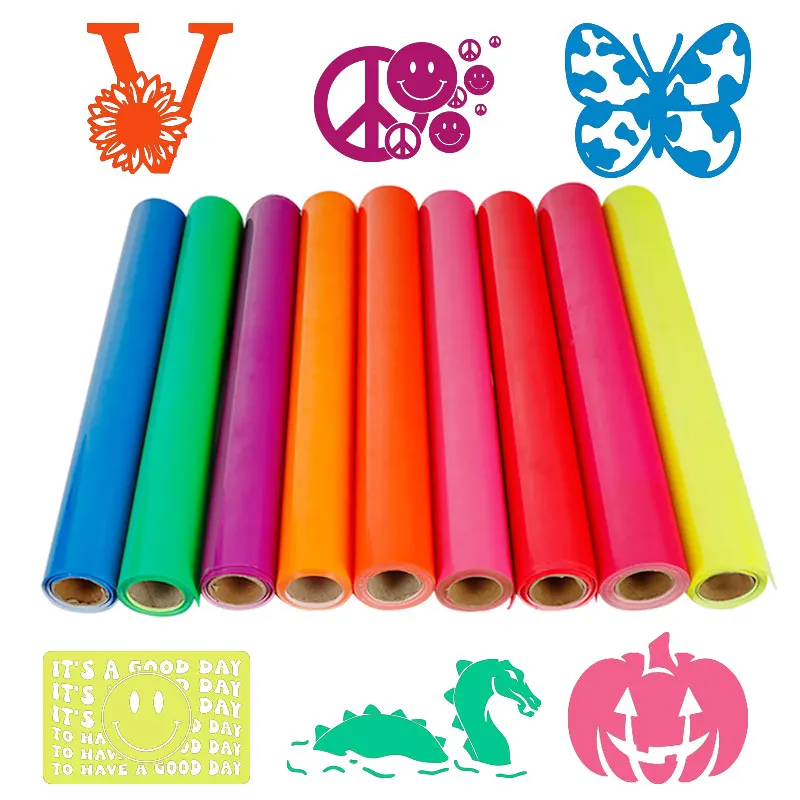 Vibrant Fluorescent Iron-On Vinyl - Easy Cut & Weed, Permanent