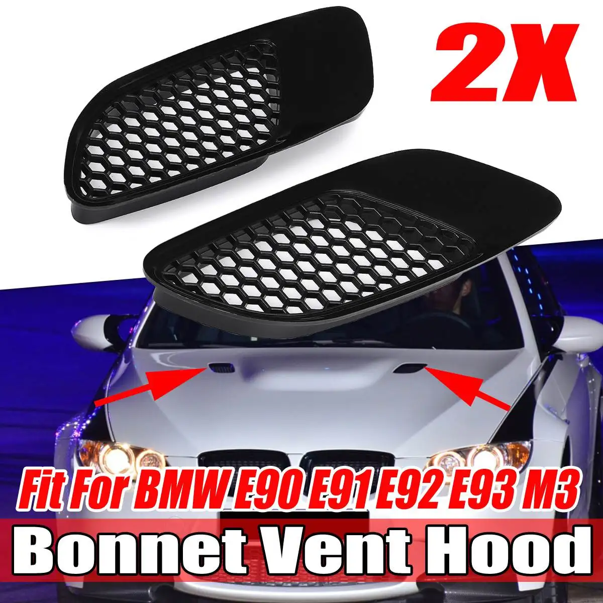 

2PCS Air Vent For Real M3 Model Car Front Air Scoop Bonnet Vent Hood Vent Louvers Fit For BMW E90 E91 E92 E93 M3 ABS Plastic
