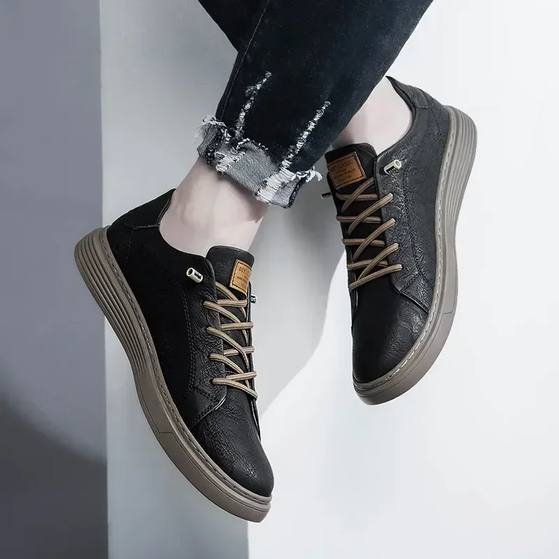Genuine Leather Italian Casual Shoes Men Lace Up Oxford Outdoor Jogging Shoes Office Men's Dress Shoes Large Size 36-47 3