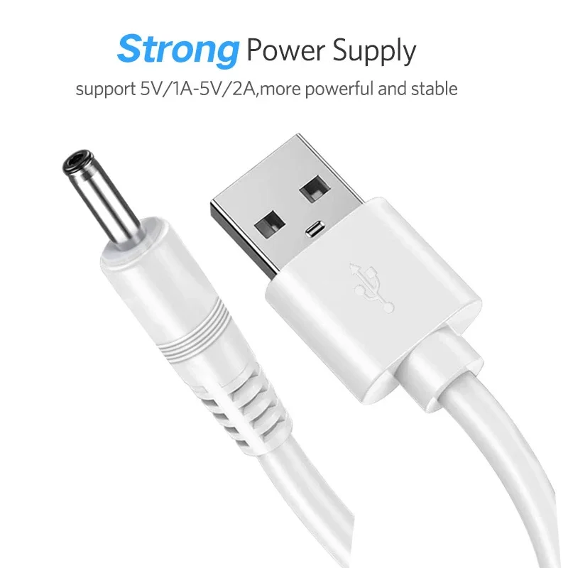 Charging Cable, USB Charging Cable 3.5mm USB To DC 3.5mm Power 5V Charger Barrel Cord Connector for USB Fan Lamp Round Hole Adapter