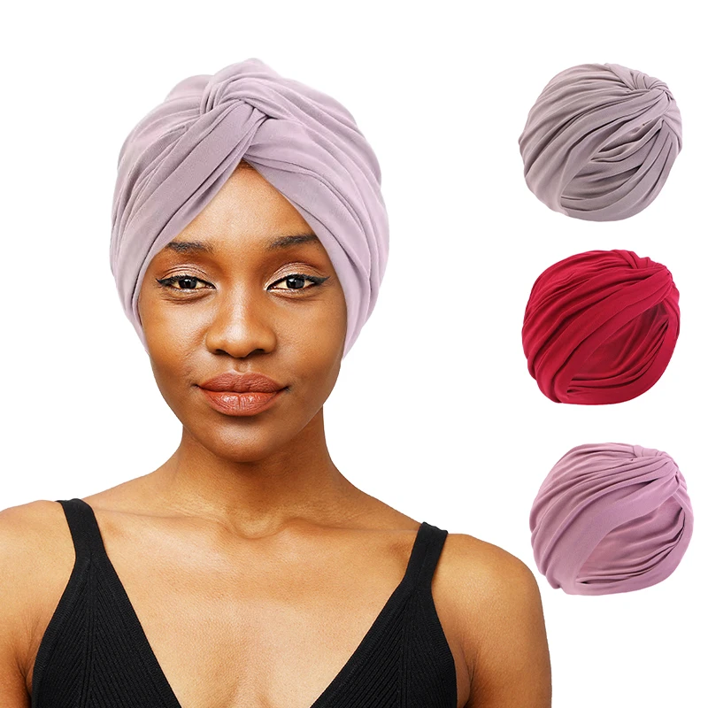 Stretch Muslim Women Sleep Chemo Hat Beanie Soft Sleep Turban Headwear Cap Head Wrap for Cancer Hair Loss Accessories Turbante