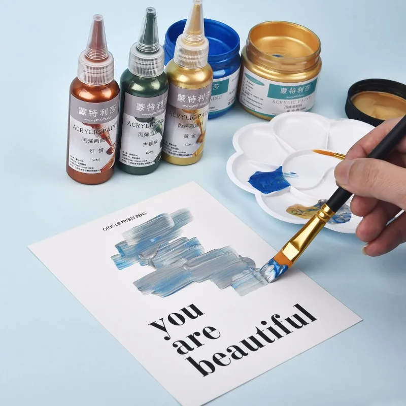 금속 아크릴 페인트 송진 안료, 금 실버 구리, 에폭시 송진 쥬얼리 제작, 수제 DIY 착색 안료, 60ml