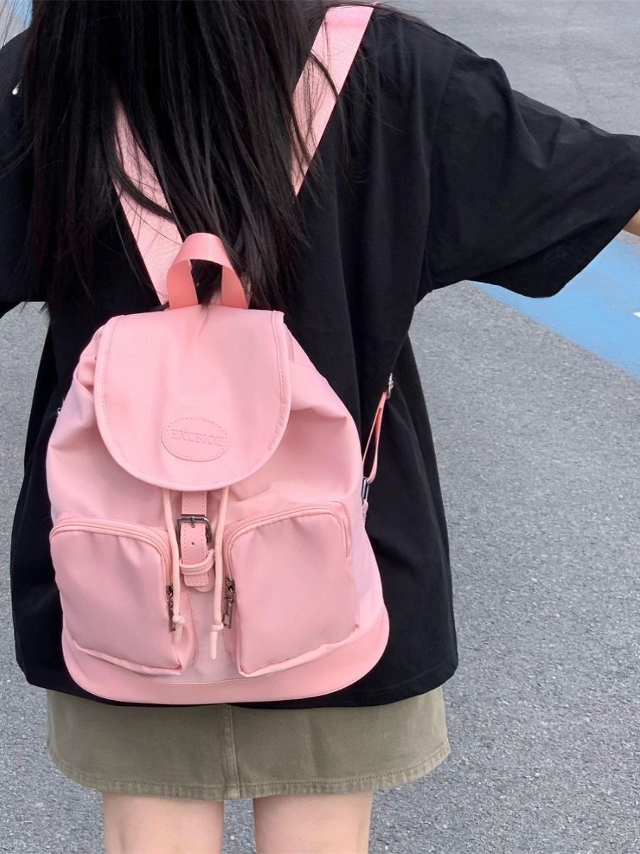 

Korean 2023 Niche Ins Drawstring Bucket Backpack for Women Solid Casual Versatile Travel Backpack Student Commuting Schoolbag