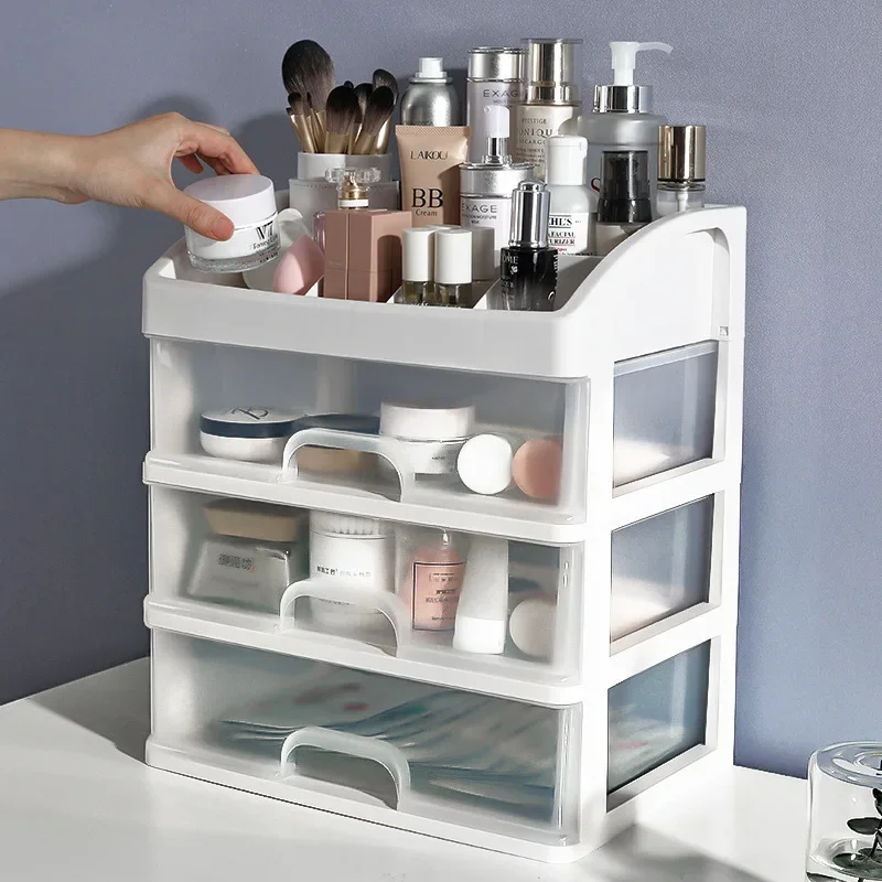 

Large Capacity Makeup Storage Box Jewelry Container Make Up Case Brush Holder Organizers Drawers Plastic Storages Rack