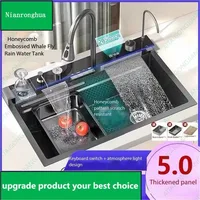 Newest 5MM thickness Home European Standard Built-In Black Nano Undermount Stainless Steel kitchen sink 1