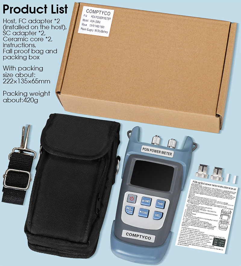 AUA-330U/AUA-330A Handheld PON Optical Power Meter FTTX/ONT/OLT 1310nm/1490nm/15