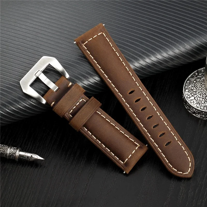 Timeless Frosted Genuine Leather Watch Strap - 20mm/22mm, Classic Fit