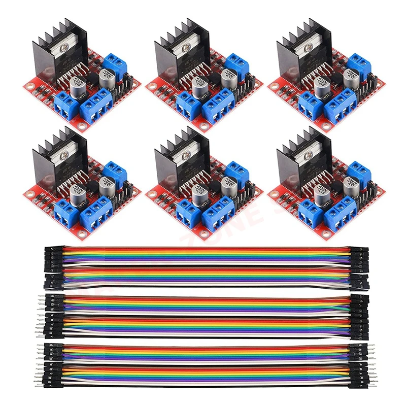 6Pcs L298N Modulo Scheda Controller Driver Motore Dc Dual H-Bridge Con Kit Cavi Jumper Per Arduino Smart Car Per Uno Mega R3